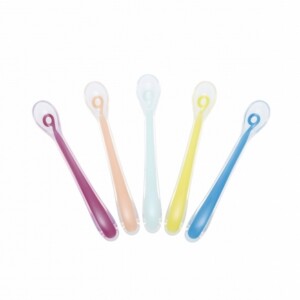 Lot de 5 cuillères bébé en silicone embout souple - 1er âge