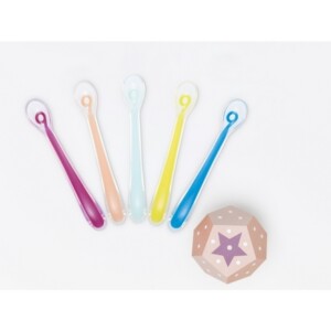 Lot de 5 cuillères bébé en silicone embout souple - 1er âge