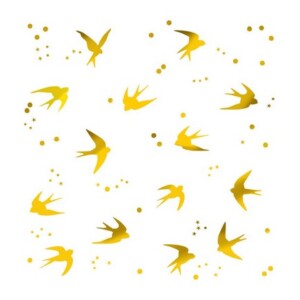 HIRONDELLES / 100 % vinyle, 40x50 cm, doré brillant