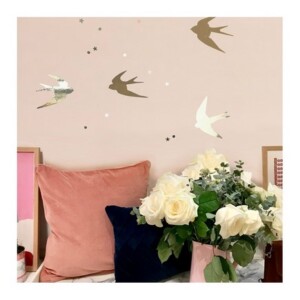 HIRONDELLES / 100 % vinyle, 40x50 cm, doré brillant