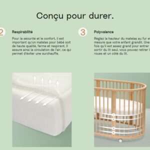 600001_6_Stokke_Sleepi_Matelas_Bed_Blanc Kit d'extension Naturel Stokke Sleepi V3 + Matelas