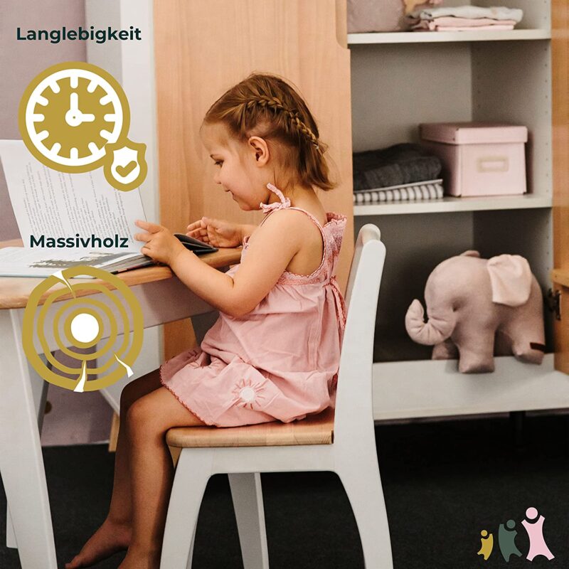 Geuther_2_SET20_WENA_BT_Ensemble_Bambino_Blanc_Naturel Table avec 2 Chaises BAMBINO Blanc Naturel