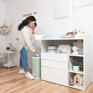 Angelcare Diaper Genie I000697 EU 4v Poubelle Acier Select Vert Sauge