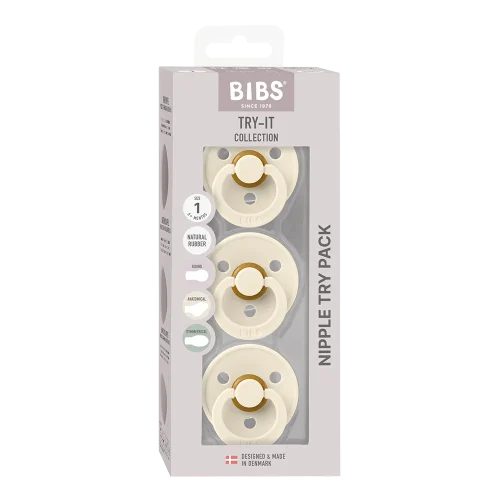 BIBS 813404 2 BIBS LIBERTY Try it COLOUR 3PACK Ivory