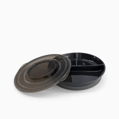 Twistshake 78178 1 Assiette 3 Compartiments Avec Couvercle Noir
