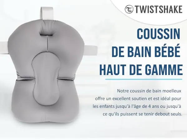 Coussin De Bain Bébé Antidérapant Et Pliable - Support Tête/jambes, 3 Sangles De Sécurité - 43x28x22 Cm