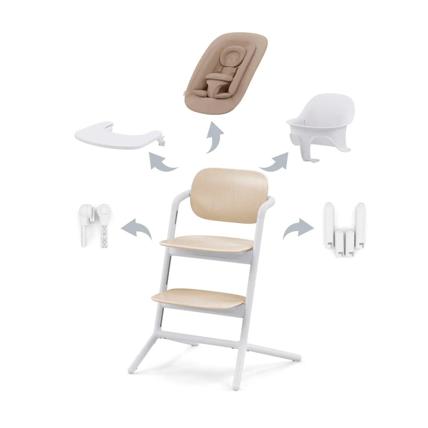 Chaise Haute Lemo 4-in-1 Sand White – Cybex$