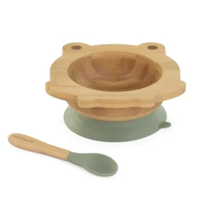 Miniland ML 89470 2 Set Bol En Bois Et Cuillère Grenouille Miniland ML 89470 2 Set Bol En Bois Et Cuillère Grenouille