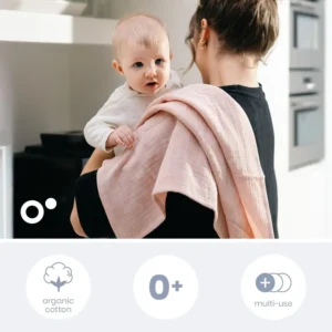 Domoo 34001001 2 Set De 3 Langes Muslin 70x70 Cm Flower Pink Lovely