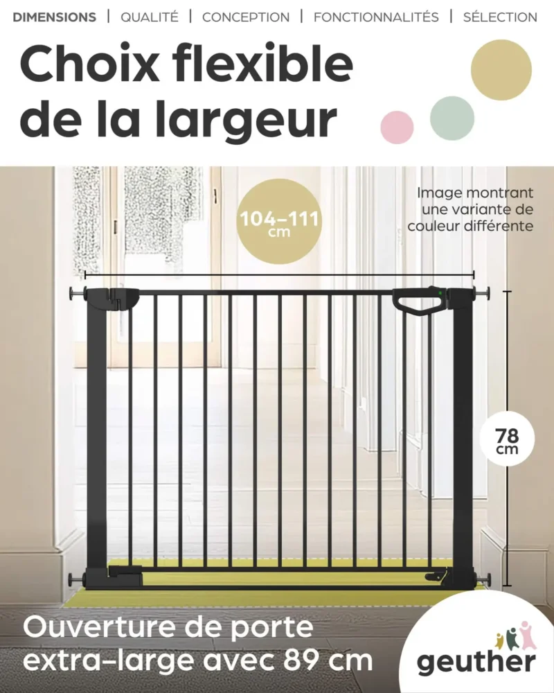 Geuther 4760 WE 2 Barrière De Sécurité Easylock Flatstep 104 Cm 111 Cm Blanc