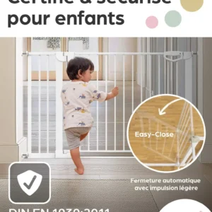 Geuther 4760 WE 3 Barrière De Sécurité Easylock Flatstep 104 Cm 111 Cm Blanc