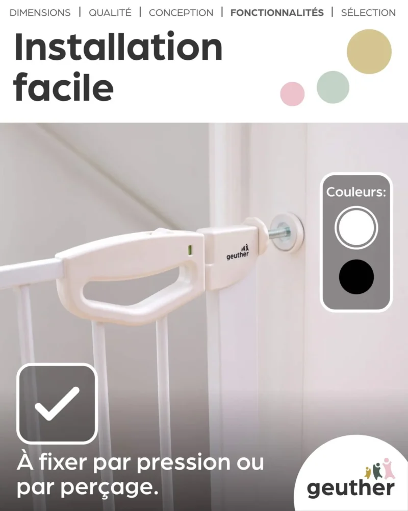 Geuther 4760 WE 5 Barrière De Sécurité Easylock Flatstep 104 Cm 111 Cm Blanc