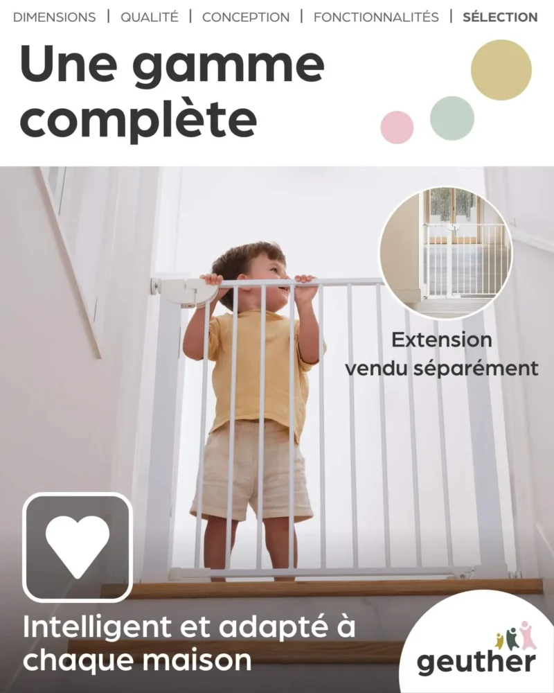 Geuther 4760 WE 7 Barrière De Sécurité Easylock Flatstep 104 Cm 111 Cm Blanc