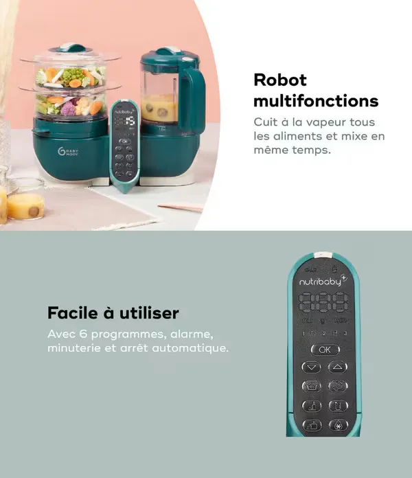 Babymoov A001136 6 Robot Cuiseur Nutribaby+ Opal Green