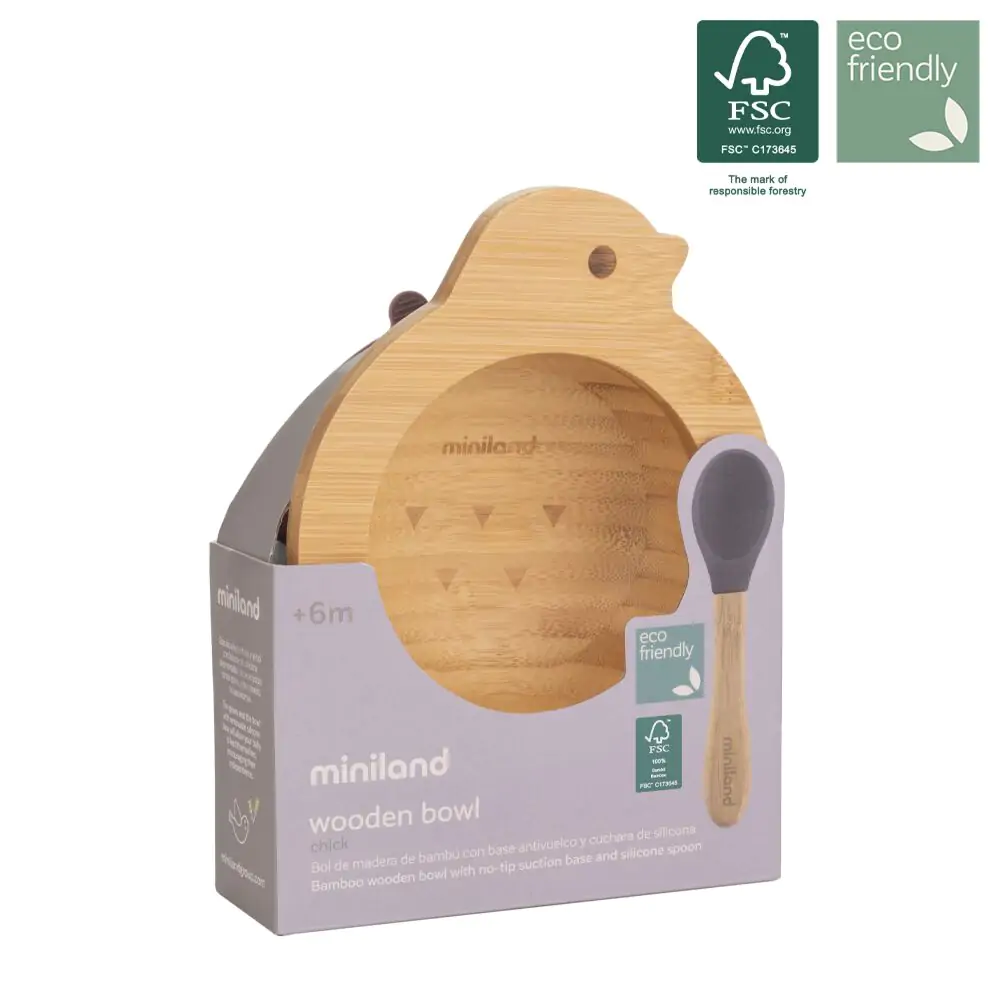 Set Bol en Bois et Cuillère Poussin