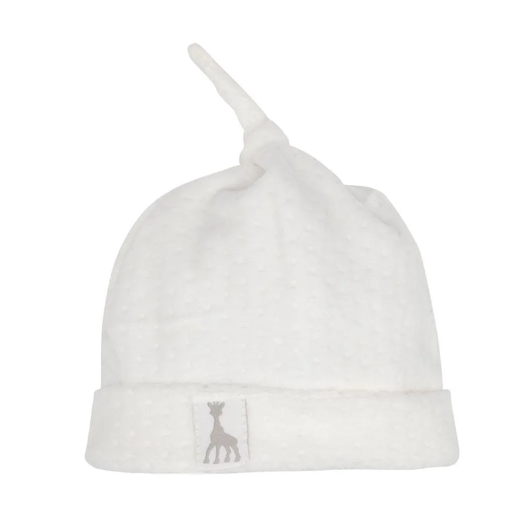 Bonnet naissance en velours Blanc et Gris (0-1Mois)