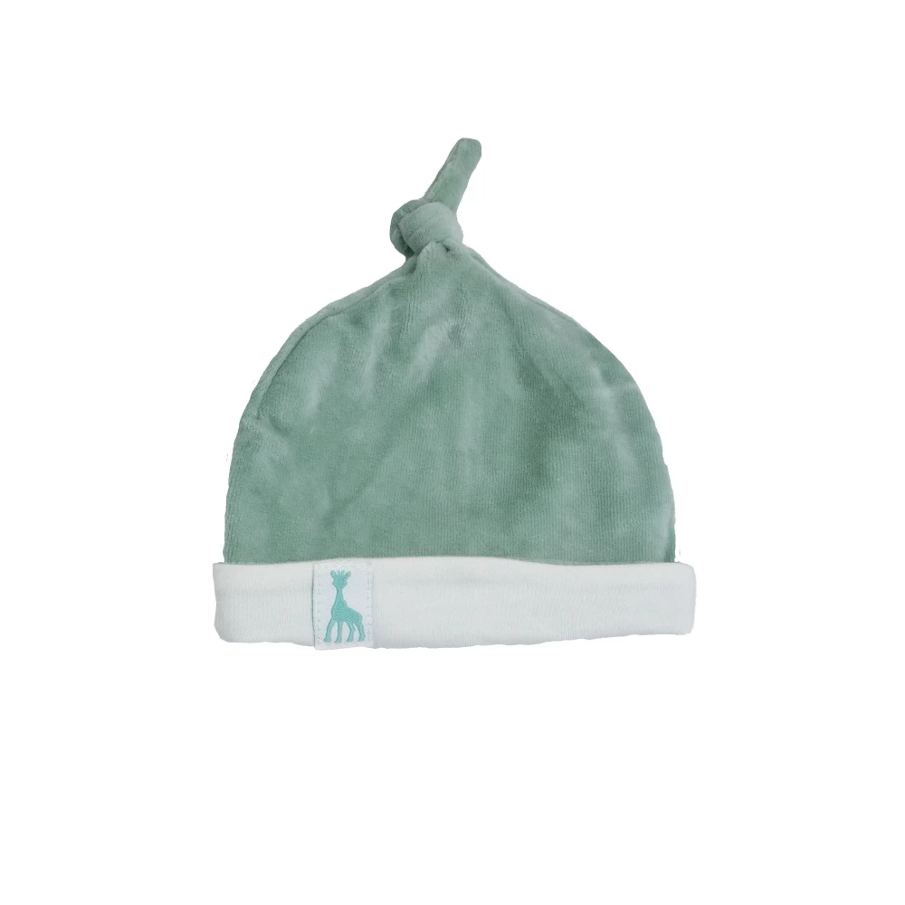 Bonnet naissance en velours Olive (0-1Mois)