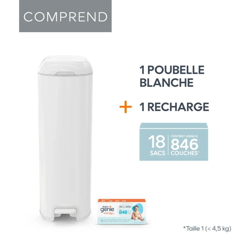 Angelcare I000808 EU 4 Poubelle À Couches Diaper Genie Platinum Blanc Angelcare I000808 EU 4 Poubelle À Couches Diaper Genie Platinum Blanc