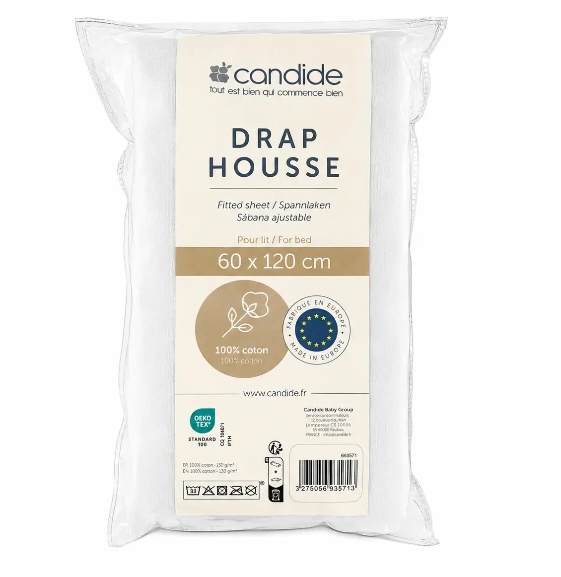 Drap housse 60 x 120 cm - Blanc