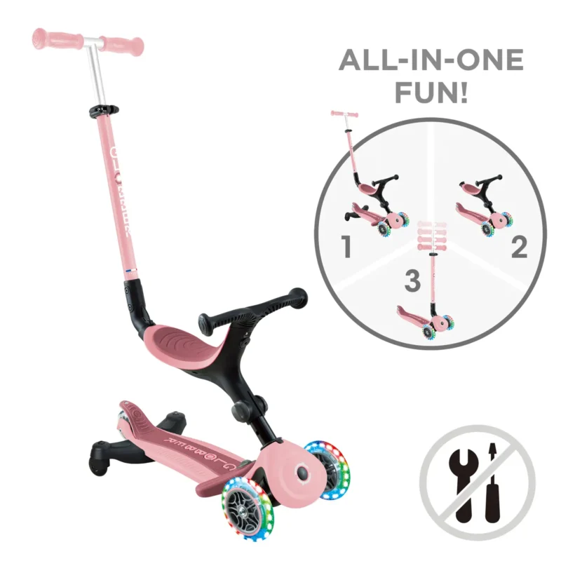 Globber NTGB0000744 210 5 Go Up Active Lights 360 Pastel Pink Copie