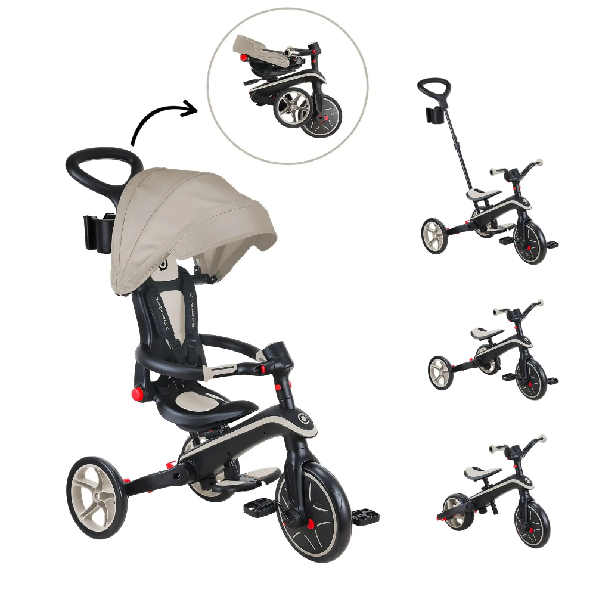 Tricycle évolutif Explorer Taupe Trike 4-en-1