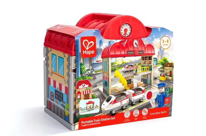 Hape E3877 7 Gare Ferroviaire Portable