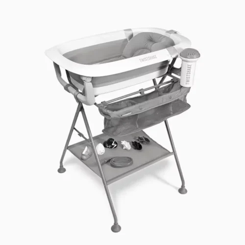 Twistshake 78996 7 Luxury Bath Kit Gris – Baignoire Pliable Pour Bébé Avec Coussin +rince cheveux Et Jouets De Bain