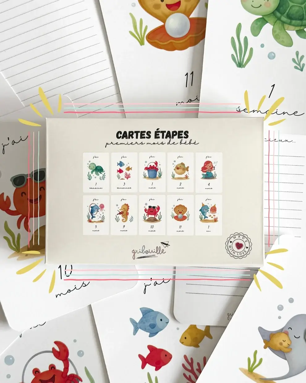 Cartes étapes thème Marin - Premières fois de bébé