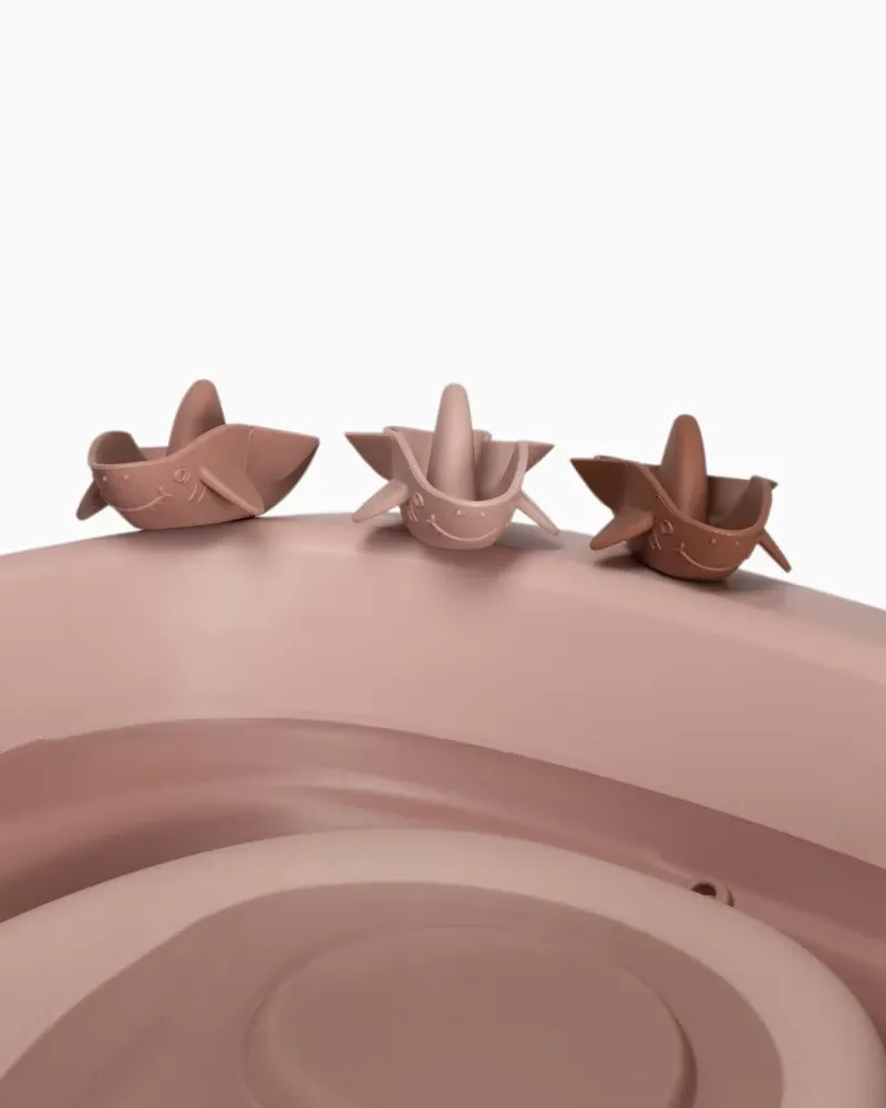 Twistshake 79262 79725 8 Pack De Luxe Baignoire Rose Pliable Pour Bébé Avec Support+coussin+rince cheveux+jouets De Bain 0m+