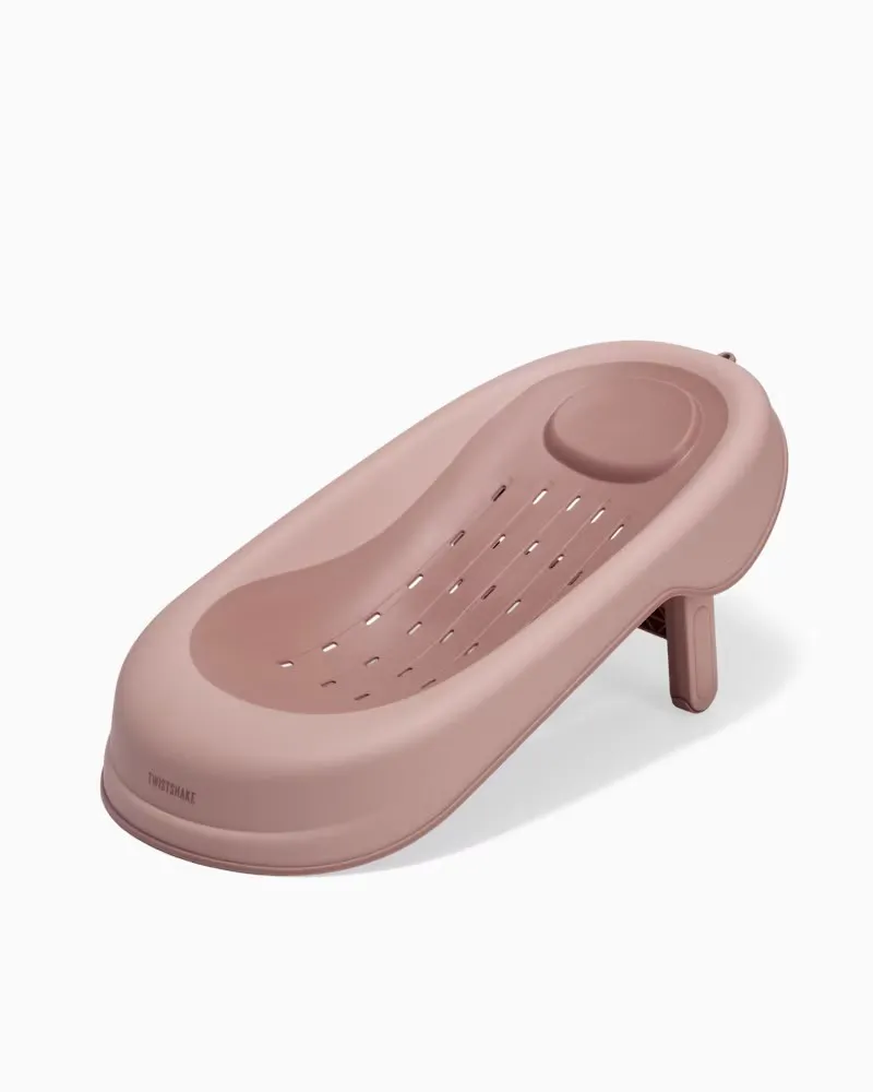 Twistshake 79262 2 Kit Deluxe Baignoire Rose Pliable Pour Bébé Avec Coussin+rince cheveux+jouets De Bain 0m+