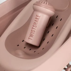 Twistshake 79262 5 Kit Deluxe Baignoire Rose Pliable Pour Bébé Avec Coussin+rince cheveux+jouets De Bain 0m+