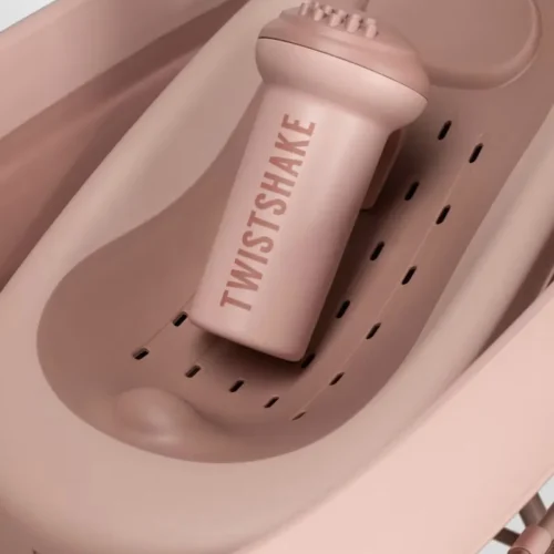 Twistshake 79262 5 Kit Deluxe Baignoire Rose Pliable Pour Bébé Avec Coussin+rince cheveux+jouets De Bain 0m+
