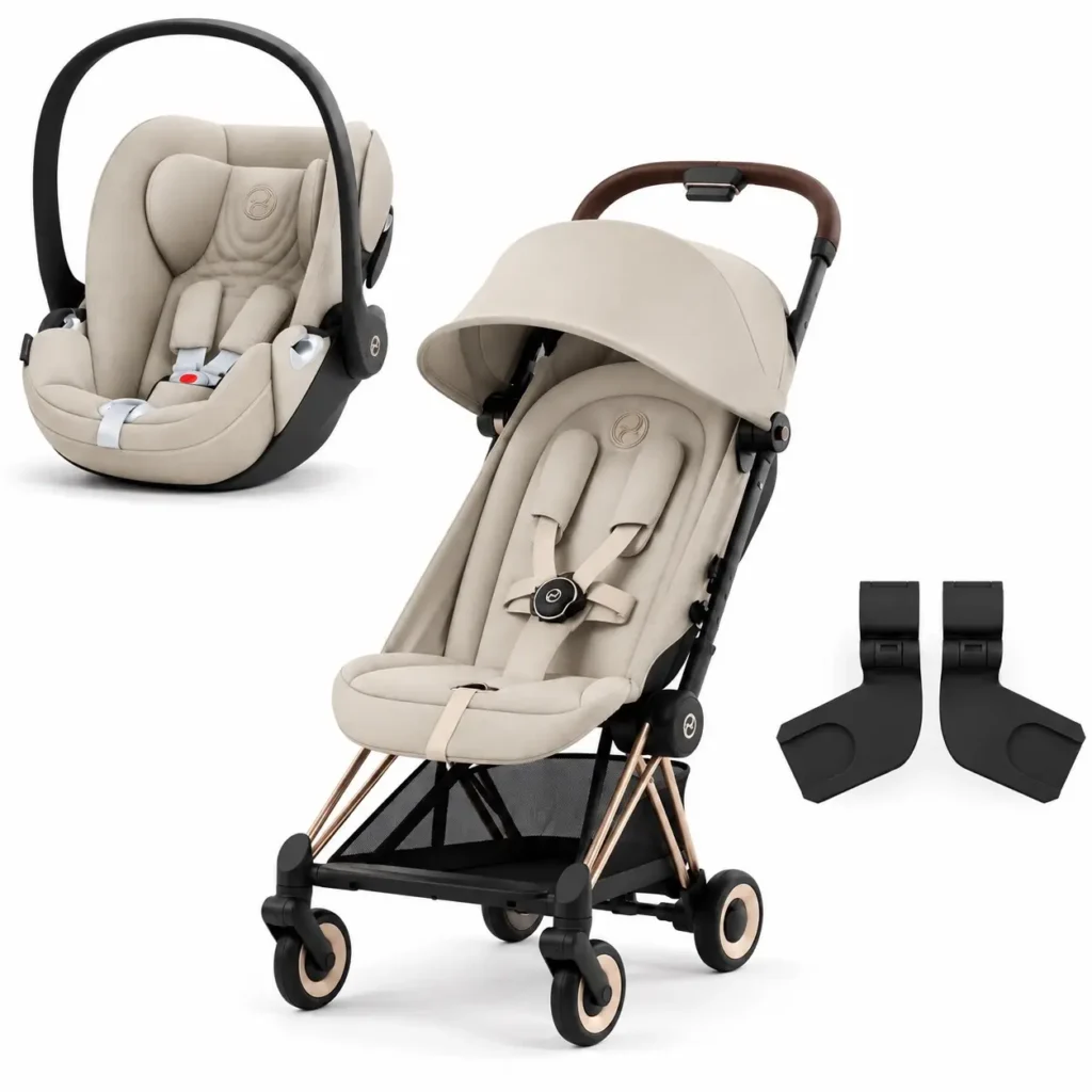 Cybex, 522005183, 523001301, 522004125, Pack CYBEX COYA Rose Gold Cozy Beige + Adaptateurs + Cloud T i-Size Beige, www.millelunes.com