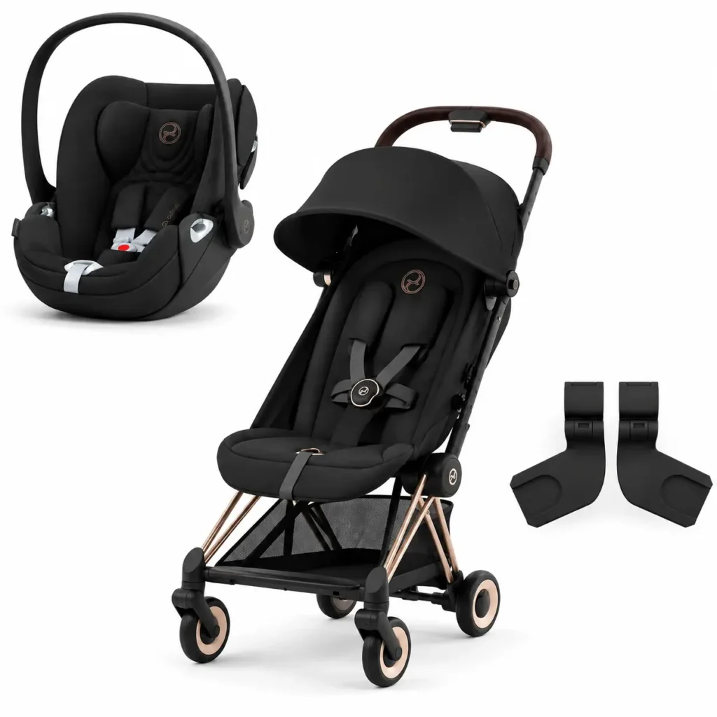 Cybex, 523000219, 522004245, 522004125, Pack CYBEX COYA Rose Gold Sepia Black + Adaptateurs + Cloud T i-Size Black, www.millelunes.com